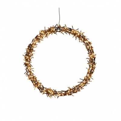 Krans svart metall, amber 50cm