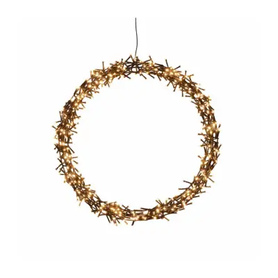 Krans svart metall, amber 50cm