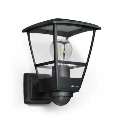 L 10 S utomhusvägglampa med sensor, svart, E27, IP44 – STEINEL - Plast - Med en ljuskälla