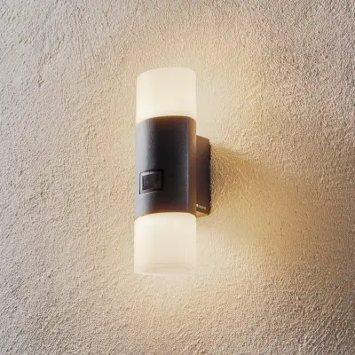 L 910 S LED-utomhusvägglampa, antracit, sensor – STEINEL - Balkong - Modern - Metall - Med flera ljuskällor
