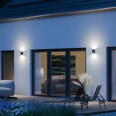 L940 SC utomhusvägglampa, antracit, sensor, 2 lampor – STEINEL - Balkong - Modern - Aluminium - Med flera ljuskällor