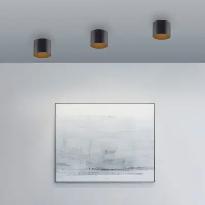 LED-badrumstaklampa för badrum, svart, Ø 18 cm, IP44 – PURE Point - Modern - Metall - Med en ljuskälla