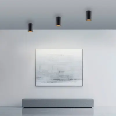 LED-badrumstaklampa för badrum, svart, Ø6 cm, metall, IP44 – PURE Point - Modern - Med en ljuskälla