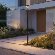 LED-utomhuslampa Nirella, höjd 200 cm, svart, metall, IP65, CCT – Lucande - Modern - Med en ljuskälla