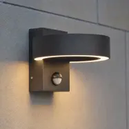 LED-utomhusvägglampa med sensor, svart, CCT, metall, IP65 – Lucande Nirella - Modern - Med en ljuskälla