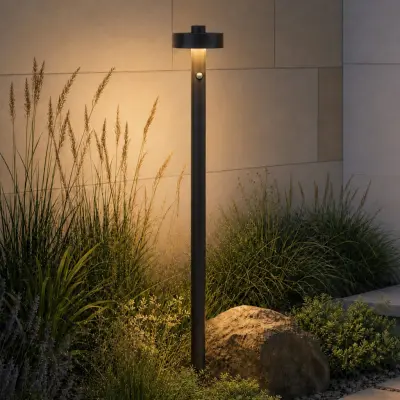 LED-väglampa Nirella, sensor, 100 cm, svart, metall, IP65, CCT – Lucande - Modern - Med en ljuskälla
