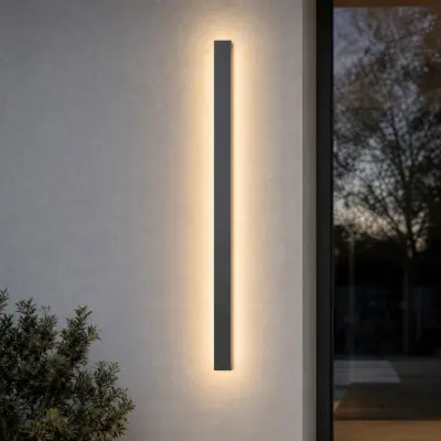 Lengo LED-utomhusvägglampa, 3 000 K, antracit, 100 cm, upp/ned Lucande - Modern - Aluminium - Vinklad