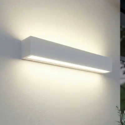 Lengo LED-utomhusvägglampa, 50 cm, vit, upp/ned, 3000 K Lucande - Modern - Aluminium - Vinklad