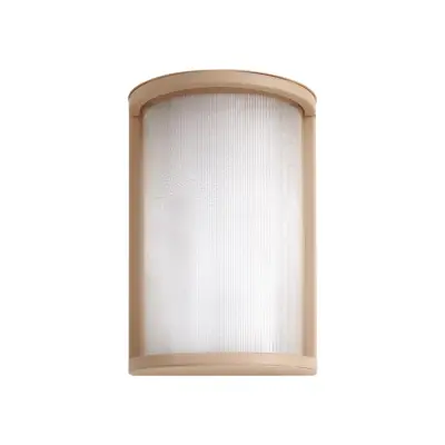 Lindby - Calvik LED-utomhusvägglampa, IP44, beige, 24 cm, räfflad