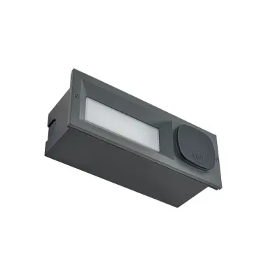 Lucande - Lachlain LED-vägginbyggnadslampa, uttag, antracit