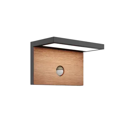 Lucande - Lignus Utomhus Vägglampa w/Sensor Dark Grey/Wood