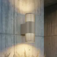 Lurinda utomhusvägglampa, stengrå, 2 lampor, IP44, Ø10 cm – Lindby - Balkong - Modern - Metall - Med flera ljuskällor