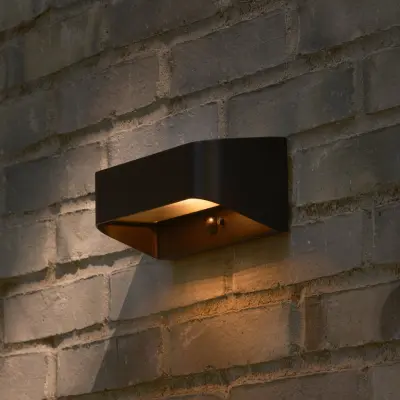 Marcellio LED-utomhusvägglampa för utomhusbruk, svart, med sensor – Nordlux - Balkong - Modern - Aluminium - Vinklad