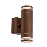 Markslöjd - Luno LED-utomhusvägglampa, brun, 2 lampor, IP65, dimbar.