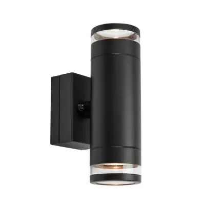 Markslöjd - Luno LED-utomhusvägglampa, svart, 2 lampor, IP65, dimbar.