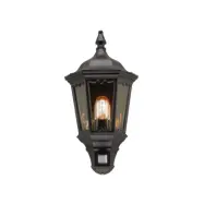 Medstead utomhusvägglampa, sensor, svart, IP43 – Elstead - Antik - Metall - Med en ljuskälla