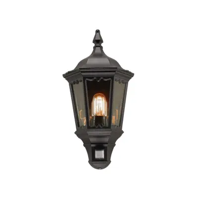 Medstead utomhusvägglampa, sensor, svart, IP43 – Elstead - Antik - Metall - Med en ljuskälla
