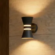 Meravi LED-utomhusvägglampa med 2 lampor, IP44, antracit, aluminium – Lucande - Modern - Med flera ljuskällor