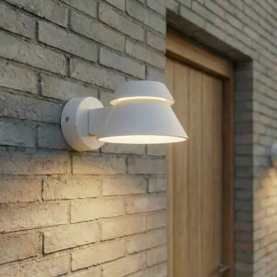 Moena LED-utomhusvägglampa, IP44, aluminium, glas, ljusgrå – Lucande - Modern - Med en ljuskälla