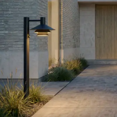 Montaro LED-väglampa, antracit, 100 cm, sensor, aluminium, IP54 – Lucande - Modern - Med en ljuskälla