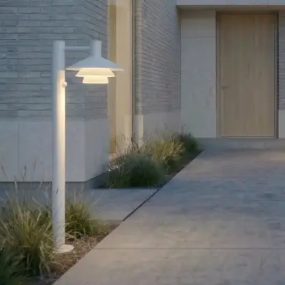 Montaro LED-väglampa, vit, 100 cm, sensor, aluminium, IP54 – Lucande - Modern - Med en ljuskälla