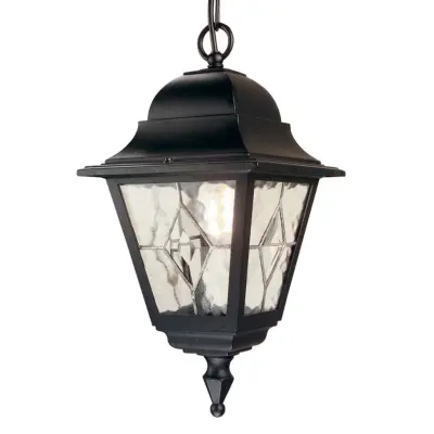 Norfolk NR9 utomhushänglampa, svart/klar, IP43 – Elstead - Antik - Glas - Med en ljuskälla