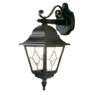 Norfolk utomhuslampa, svart/klar, IP43, glas – Elstead - Metall - Med en ljuskälla