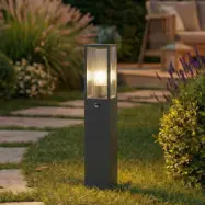 Peldar väglampa, 80 cm, antracit/räfflad, sensor - Lindby - Terrass - Modern - Aluminium - Med en ljuskälla