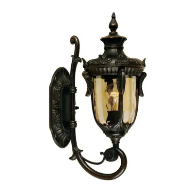 Philadelphia utomhusvägglampa, 43 cm, brons, IP44 – Elstead - Lantlig / rustik - Glas - Med en ljuskälla