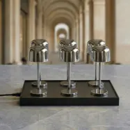 Quill LED-batteridriven bordslampa, krom, 6-pack, laddningsstation Lucande - Terrass - Modern - Aluminium - Med lampskärm