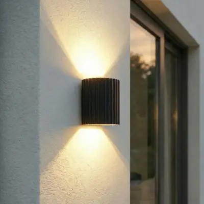 Ralino LED-utomhusvägglampa, IP65, aluminium, svart, 2 lampor Lindby - Terrass - Modern - Rund