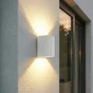 Ralino LED-utomhusvägglampa, IP65, aluminium, vit, 2 lampor - Lindby - Terrass - Modern - Rund