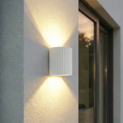 Ralino LED-utomhusvägglampa, IP65, aluminium, vit, 2 lampor Lindby - Terrass - Modern - Rund