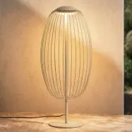 Richi LED-utomhus golvlampa, höjd 90 cm, beige, IP44, metall – Lucande - Modern - Med en ljuskälla