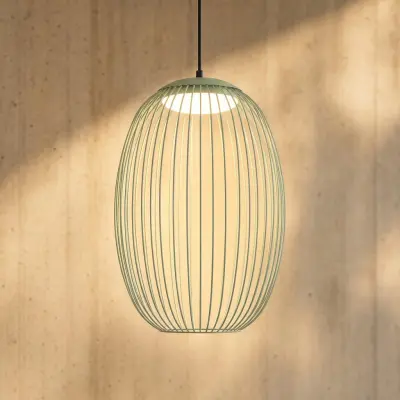 Richi utomhushänglampa med LED, Ø 40 cm, grön, dimbar, IP44, metall – Lucande - Modern - Med en ljuskälla
