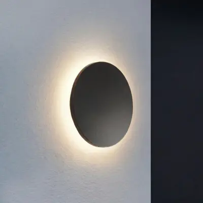 Selinel LED-utomhusvägglampa, Ø 23 cm, husnummer, svart, metall – Lindby - Modern - Rund