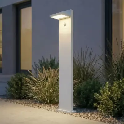 Silvan LED-väglampa, sensor, IP54, vit, 100 cm, aluminium Lucande - Modern - Med en ljuskälla