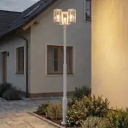 Siveta utomhuslampa, höjd 240 cm, 3 lampor, ljusgrå – Lucande - Aluminium - Med flera ljuskällor