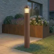 Skagena LED-väglampa, höjd 90 cm, IP54, aluminium, brun - Lucande - Terrass - Modern - Rund