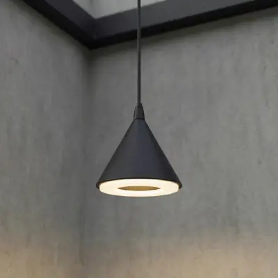 Soran LED-utomhushänglampa, svart, metall, IP44, Ø 15 cm – Lindby - Modern - Med en ljuskälla
