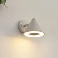 Soran LED-utomhusvägglampa, metall, höjd 12 cm, taupe, IP44 – Lindby - Modern - Med en ljuskälla