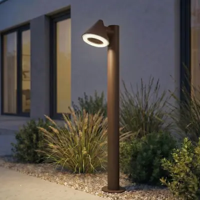 Soran LED-väglampa, metall, höjd 100 cm, brun, IP44 – Lindby - Modern - Med en ljuskälla