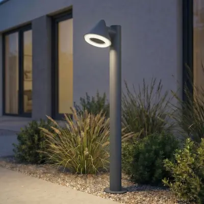 Soran LED-väglampa, metall, höjd 100 cm, svart, IP44 – Lindby - Modern - Med en ljuskälla