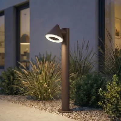 Soran LED-väglampa, metall, höjd 60 cm, brun, IP44 – Lindby - Modern - Med en ljuskälla