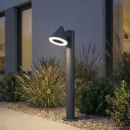 Soran LED-väglampa, metall, höjd 60 cm, svart, IP44 – Lindby - Modern - Med en ljuskälla
