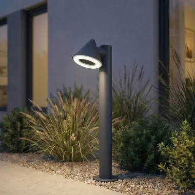 Soran LED-väglampa, metall, höjd 60 cm, svart, IP44 – Lindby - Modern - Med en ljuskälla