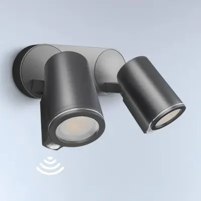 STEINEL - One S sensor-utomhus spotlampa, 2 lampor, antracit, IP44 –