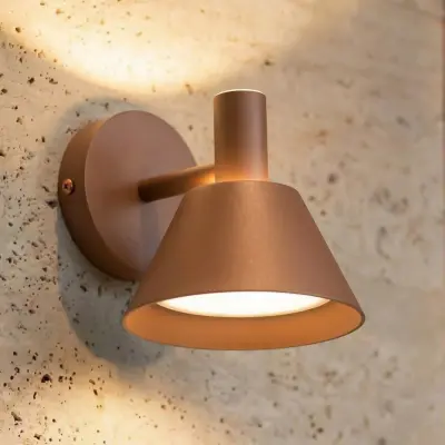 Tabena LED-utomhusvägglampa, brun, IP44, CCT – Lucande - Modern - Aluminium - Rund