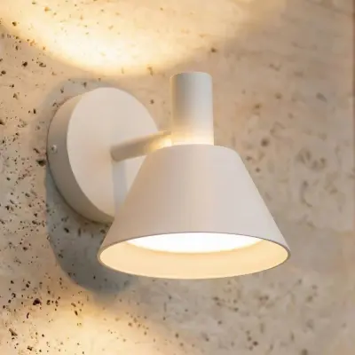 Tabena LED-utomhusvägglampa, mattvit, IP44, CCT – Lucande - Modern - Aluminium - Rund
