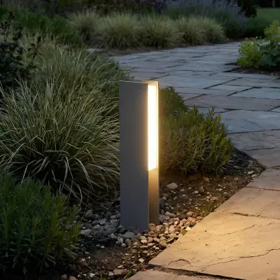 Teerk LED-sockellampa, antracit, IP65, höjd 30 cm Lucande - Terrass - Modern - Aluminium - Vinklad